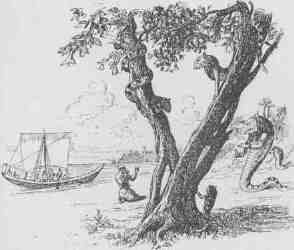 The Farewell, Tristram Ellis's illustration for the Shipwrecked Sailor in Egyptian Tales, 1899.