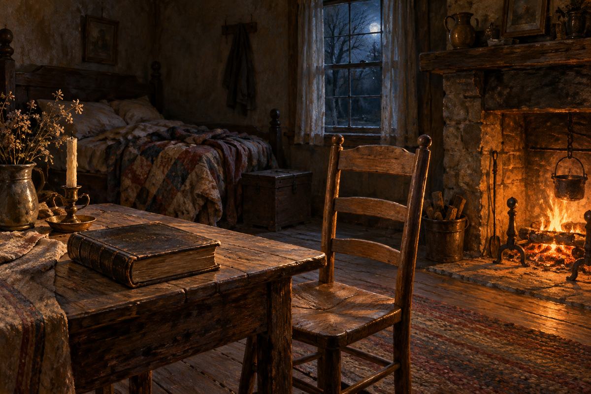 A modest early-nineteenth-century Tennessee farmhouse room.