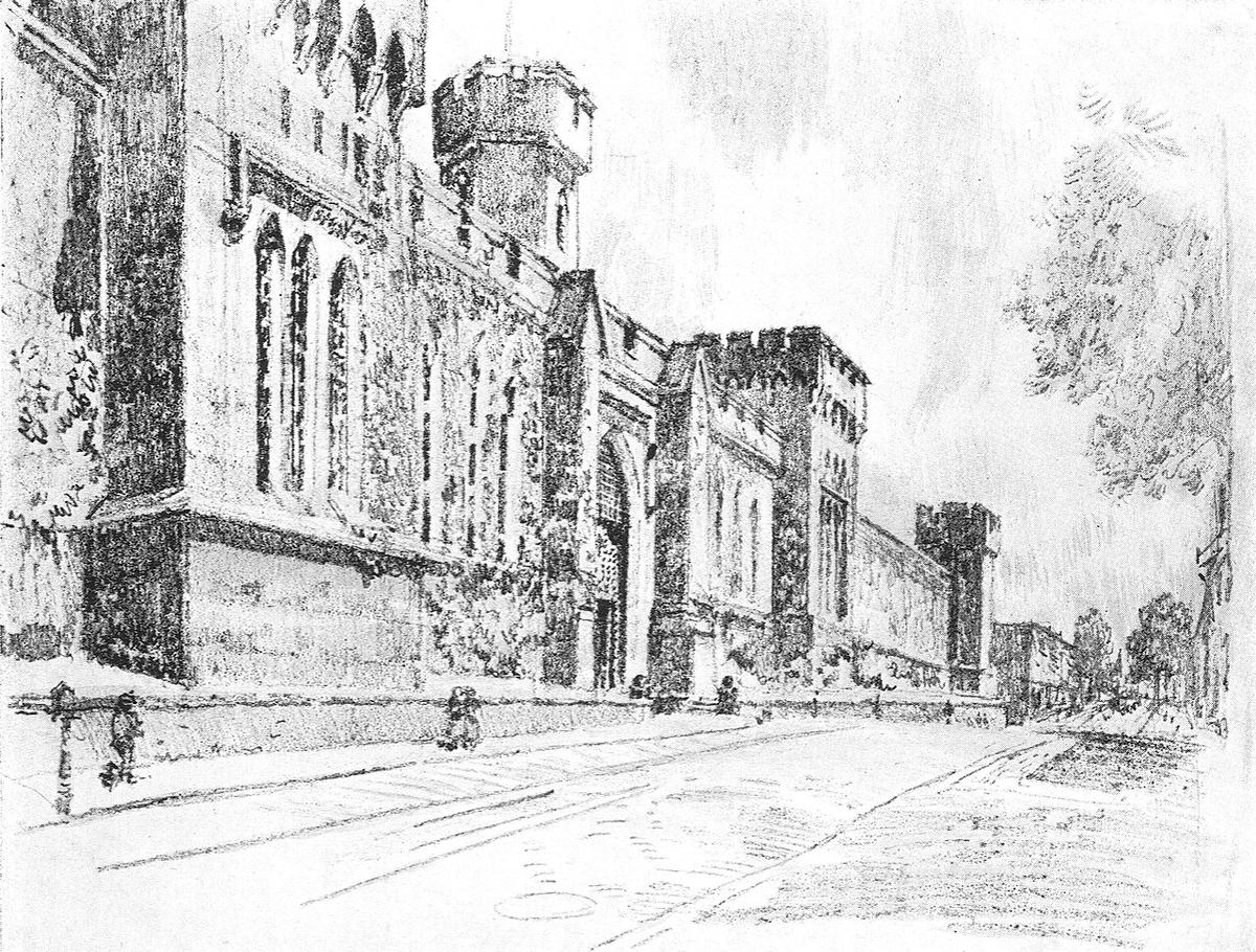 The penitentiary in Joseph Pennell’s illustration for Our Philadelphia (1914), showing the prison before its modern reputation as a haunted site.
