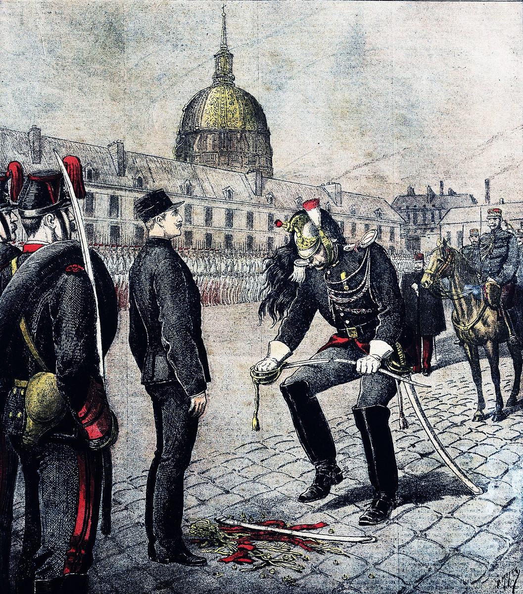 Henri Meyer’s 1895 illustration of Alfred Dreyfus’s public degradation, published in Le Petit Journal.