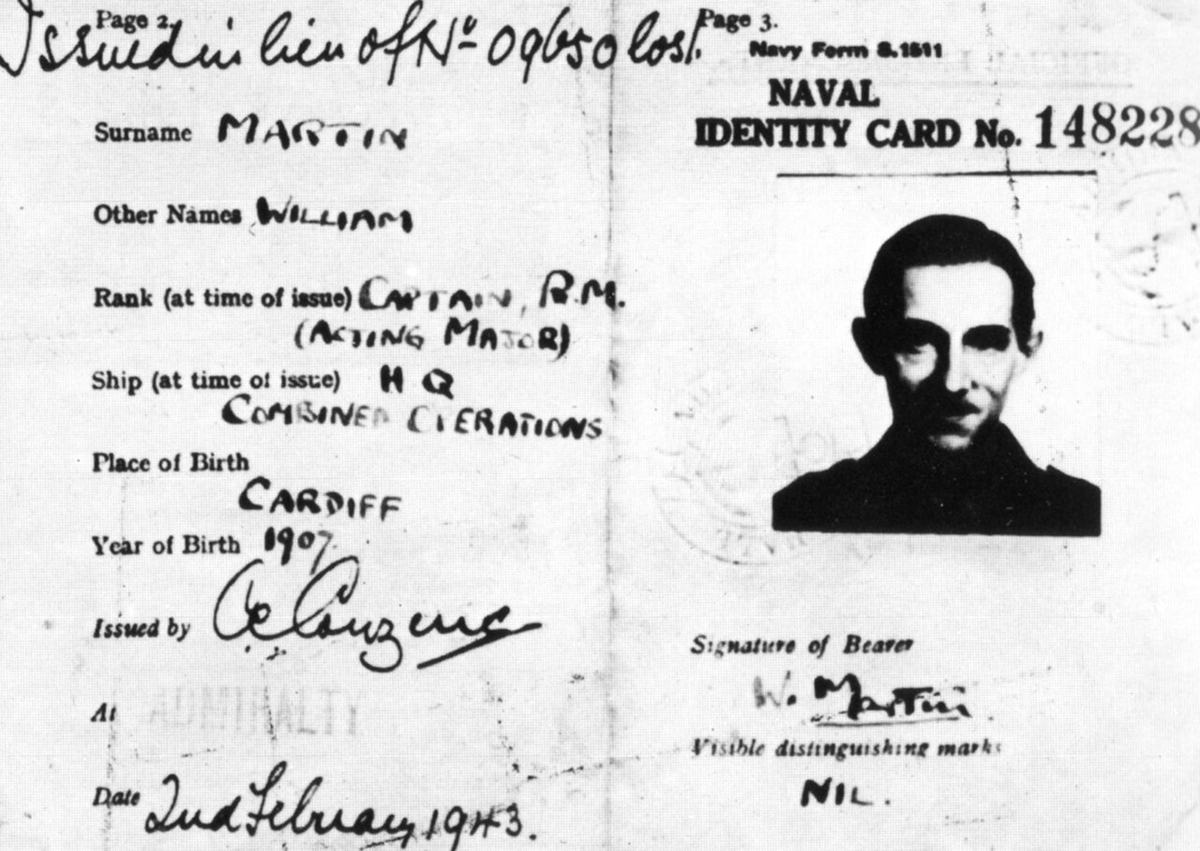 The wartime identity photograph prepared for the fictitious Major William Martin in Operation Mincemeat.